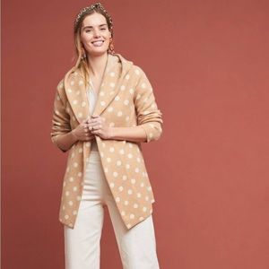 Anthropologie ‘Field Flower’ wool pink/cream polka dot cardigan/sweater